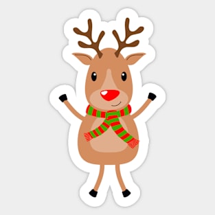 Christmas Reindeer Celebrating Sticker